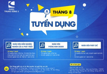 Thông báo tuyển dụng tháng 8/2024