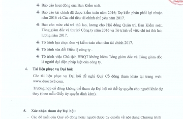 Thông báo mời họp ĐHĐCĐ thường niên năm 2017